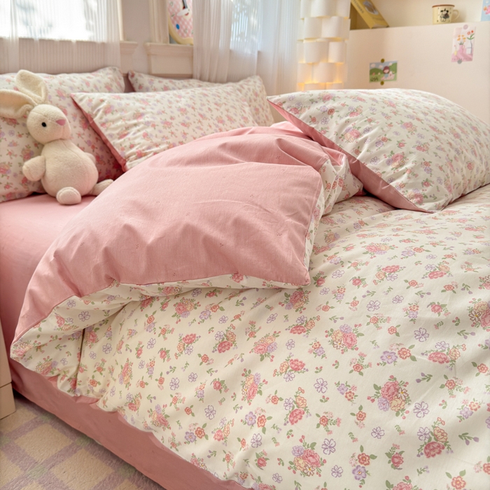 91家纺网 家纺一手货源 找家纺 清雅福 2025全棉13372小清新四件套和单品早春系列第一批 - 单被套 曼妙