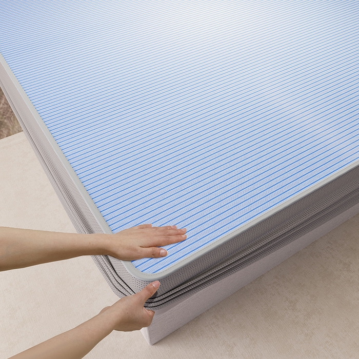 91家纺网 家纺一手货源 找家纺 阿牛席业 2025新款水洗冰晶系列-小边床笠款 水云间-蓝-床笠反面无纺布款