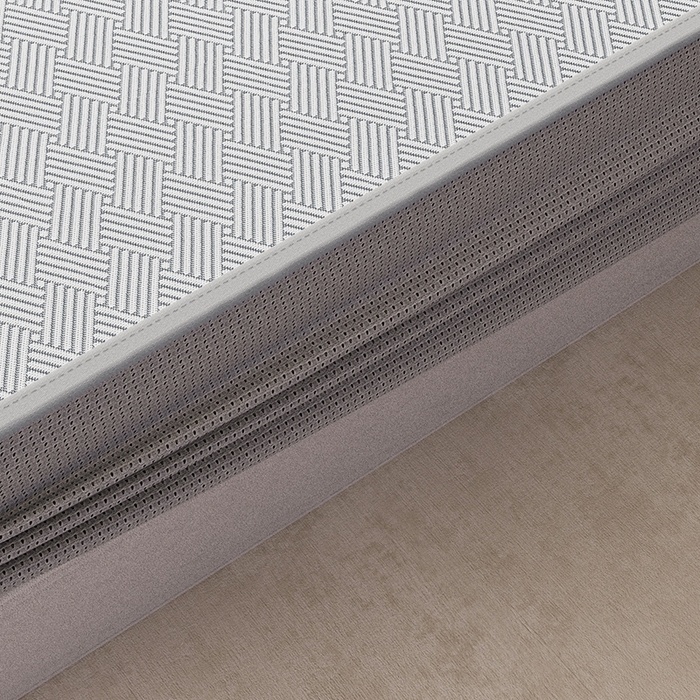 91家纺网 家纺一手货源 找家纺 阿牛席业 2025新款水洗冰晶系列-小边床笠款 饼干花-灰-床笠反面无纺布款