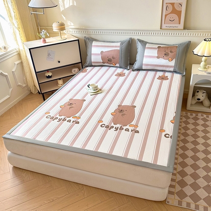 91家纺网 家纺一手货源 找家纺 阿牛席业 2025新款凉感印花软席系列一 卡皮巴布