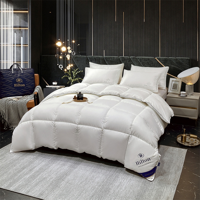 91家纺网 家纺一手货源 找家纺 招财星2店仓储 2025新款款全棉防羽布希尔顿被 白色