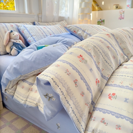 91家纺网 家纺一手货源 找家纺 （总）清雅福 2025全棉13372小清新四件套和单品早春系列第一批-四件套