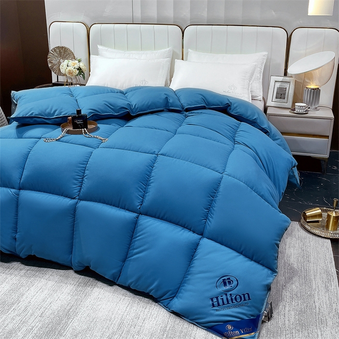 91家纺网 家纺一手货源 找家纺 招财星2店仓储 2025新款款全棉防羽布希尔顿被 宾利蓝