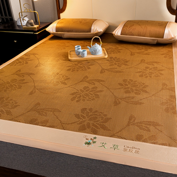 91家纺网 家纺一手货源 找家纺 阿牛席业 2025新款舒爽藤席系列-A-半包藤席 大头水中花