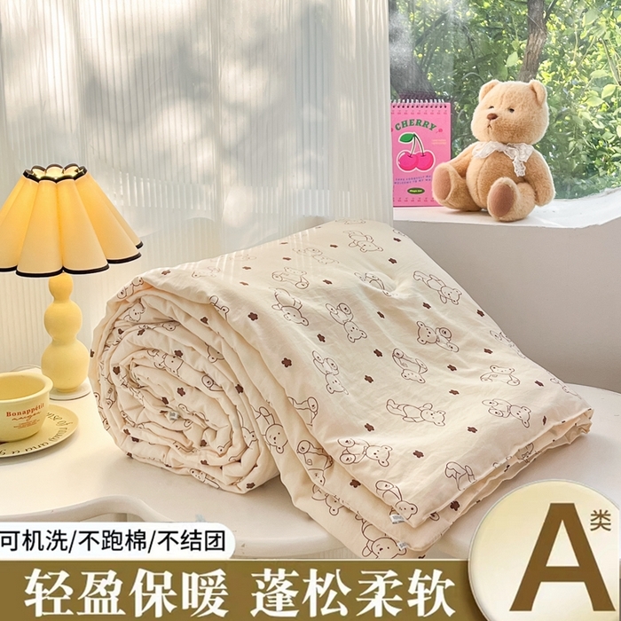 91家纺网 家纺一手货源 找家纺 星巴k家纺 2025糯糯棉A类大豆蛋白纤维夏凉被双层纱水洗棉夏被大豆被 小熊院长