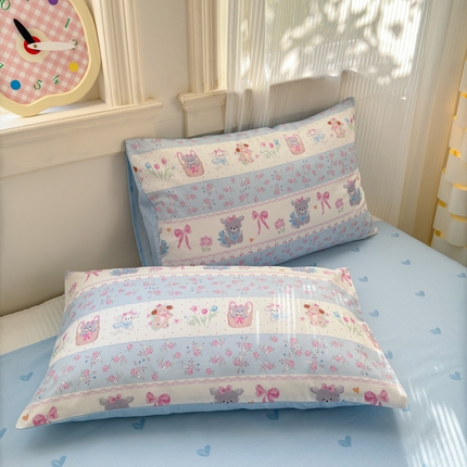 91家纺网 家纺一手货源 找家纺 （总）清雅福 2025全棉13372小清新四件套和单品早春系列第一批-单枕套