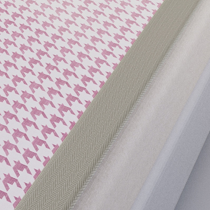 91家纺网 家纺一手货源 找家纺 阿牛席业 2025新款水洗冰晶系列-宽头绣复三明治条席 大千鸟格-粉-反面三明治款条席