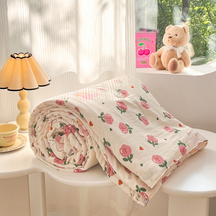 91家纺网 家纺一手货源 找家纺 星巴k家纺 2025糯糯棉A类大豆蛋白纤维夏凉被双层纱水洗棉夏被大豆被 曼塔玫瑰