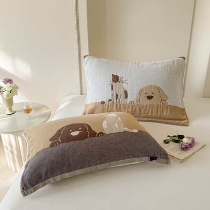 91家纺网 家纺一手货源 找家纺 （总）朴尔家纺-毛巾被 2025新款全棉欣软系列定位四层加厚柔软纱布枕巾