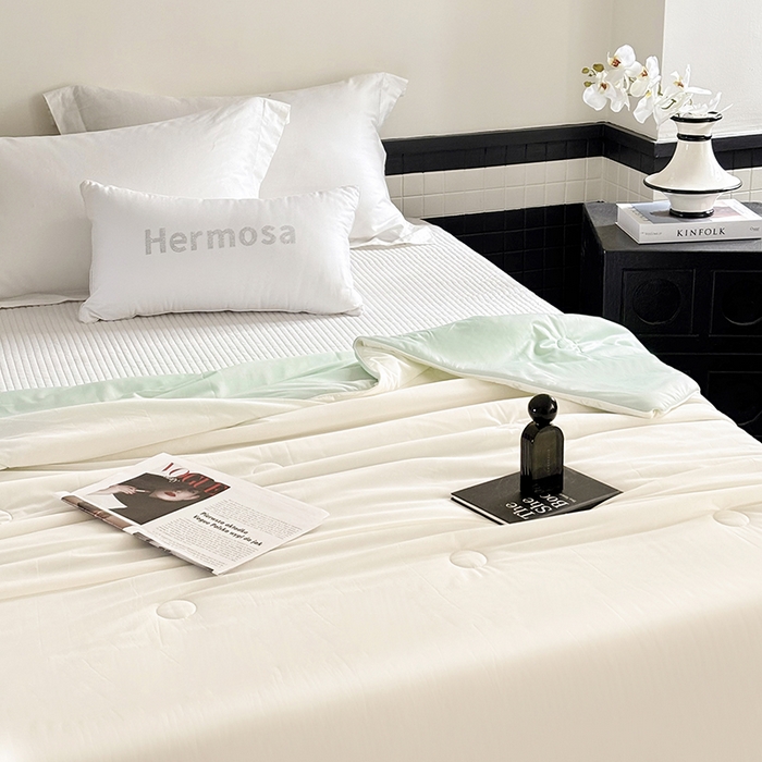 91家纺网 家纺一手货源 找家纺 梦恬佳 2025新款A类凉感夏被系列 奶油杏