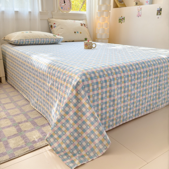 91家纺网 家纺一手货源 找家纺 清雅福 2025全棉13372小清新四件套和单品早春系列第一批 - 单被套 三只小熊