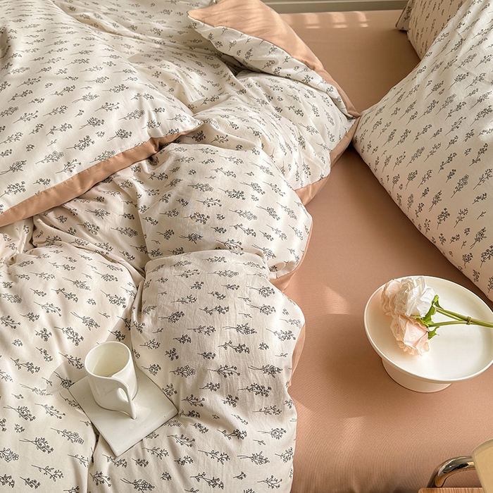 91家纺网 家纺一手货源 找家纺 秋艳家纺 2025新款水洗针织棉四件套 小苍兰