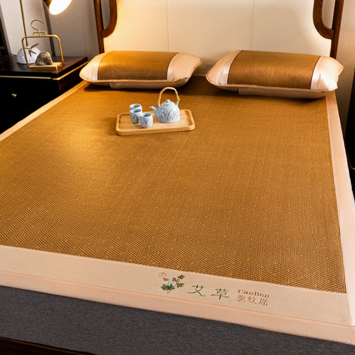 91家纺网 家纺一手货源 找家纺 阿牛席业 2025新款舒爽藤席系列-A-半包藤席 大头饼干花