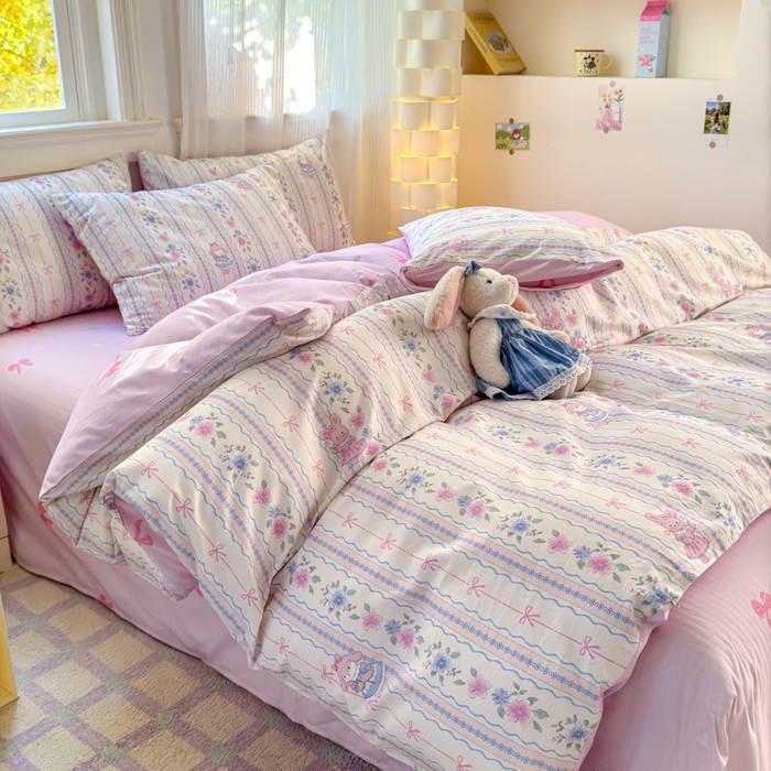 91家纺网 家纺一手货源 找家纺 清雅福 2025全棉13372小清新四件套和单品早春系列第一批-单枕套 小铃花免