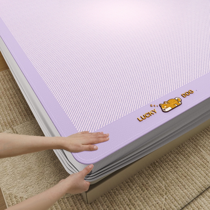 91家纺网 家纺一手货源 找家纺 阿牛席业 2025新款冰藤凉席系列帕帕狗 帕帕狗床笠-紫色