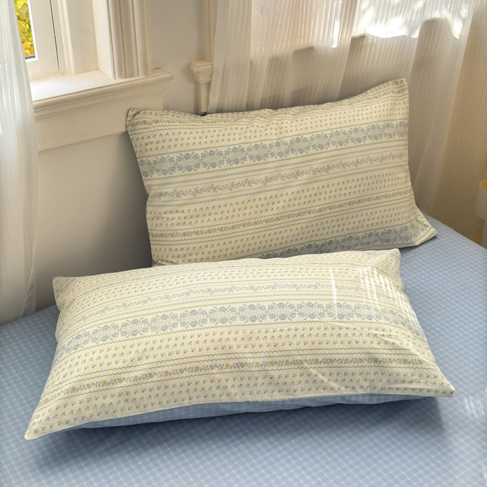 91家纺网 家纺一手货源 找家纺 清雅福 2025全棉13372小清新四件套和单品早春系列第一批 - 单被套 西海岸