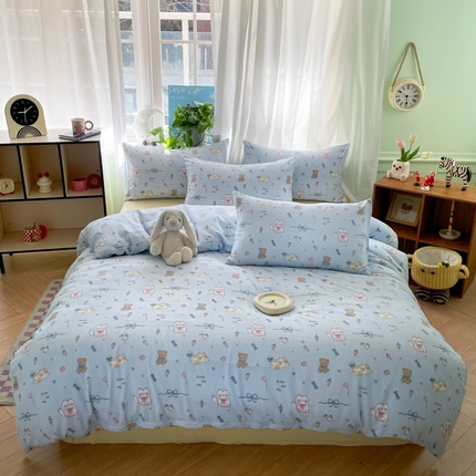 91家纺网 家纺一手货源 找家纺 （总）优承佳生活馆 2025新款有氧超柔云感双层纱三件套四件套单被套 场景二