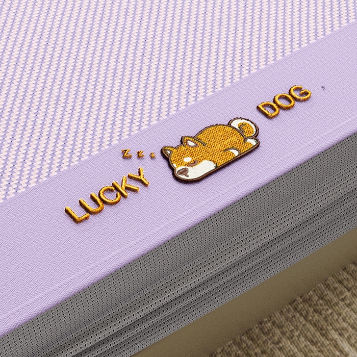 91家纺网 家纺一手货源 找家纺 阿牛席业 2025新款冰藤凉席系列帕帕狗 帕帕狗床笠-紫色