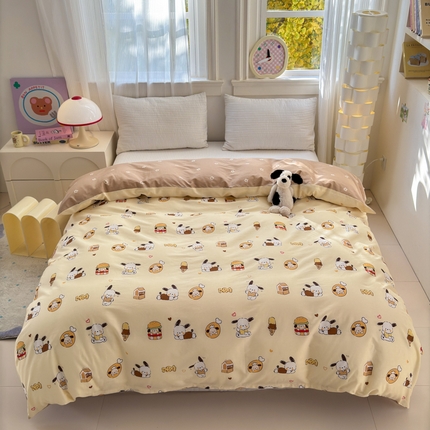 清雅福 2025全棉13372小清新四件套和单品早春系列第一批 - 单被套 汉堡狗