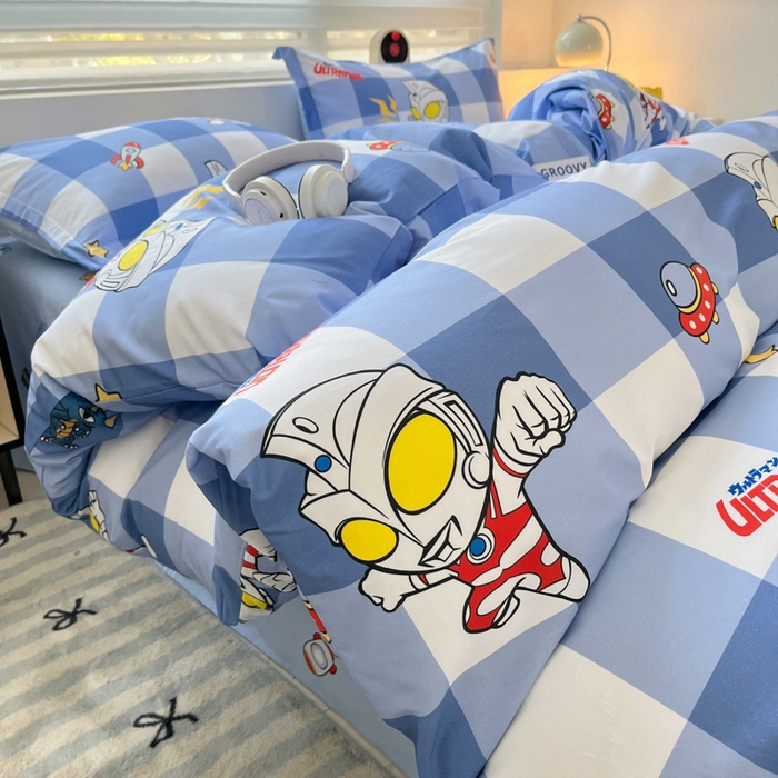 91家纺网 家纺一手货源 找家纺 蘭菲家纺 2025新款经典奥特曼小版全棉印花四件套 随影