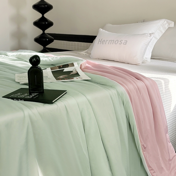 91家纺网 家纺一手货源 找家纺 梦恬佳 2025新款A类凉感夏被系列 蜜瓜粉