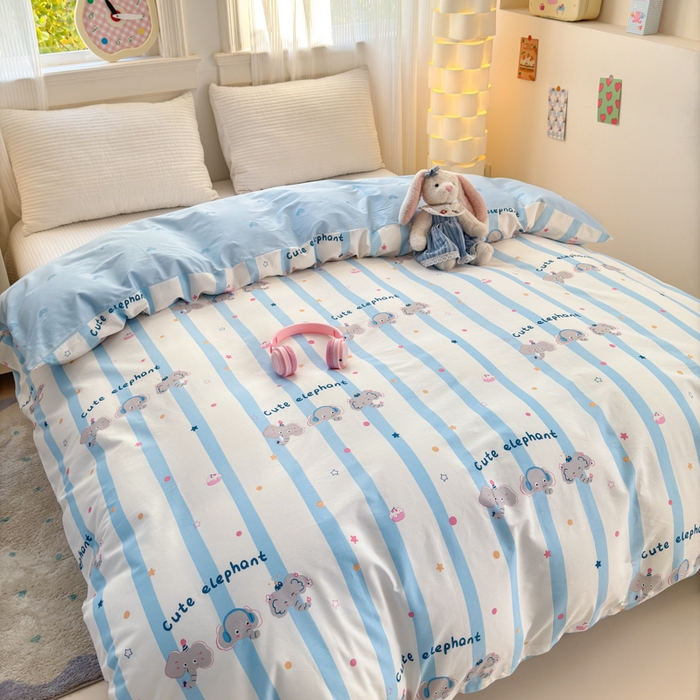 91家纺网 家纺一手货源 找家纺 清雅福 2025全棉13372小清新四件套和单品早春系列第一批 - 单被套 卡夫卡