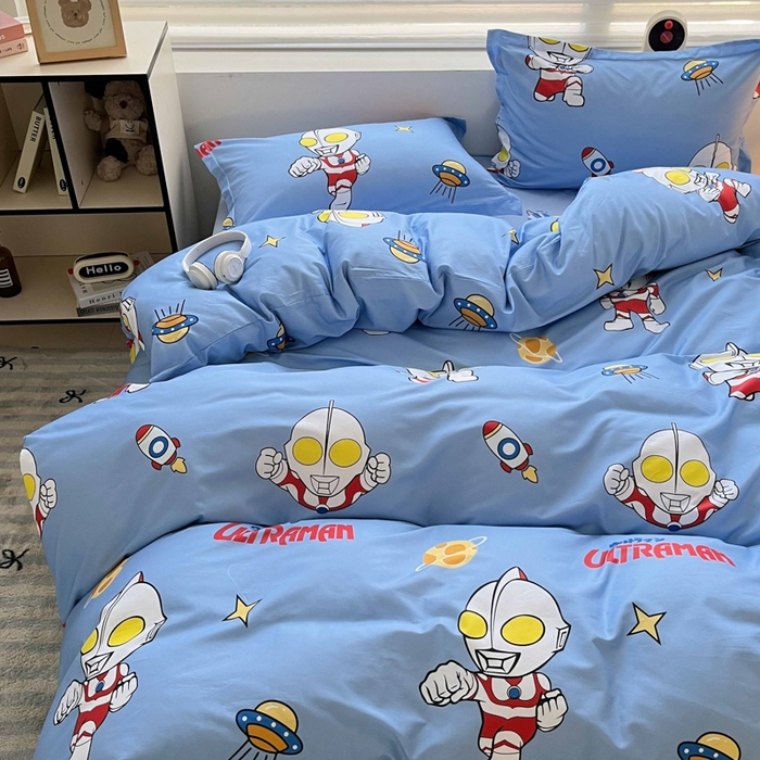 91家纺网 家纺一手货源 找家纺 蘭菲家纺 2025新款经典奥特曼小版全棉印花四件套 追风