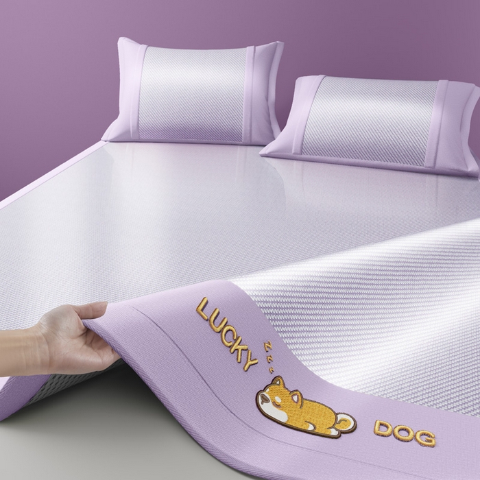 91家纺网 家纺一手货源 找家纺 阿牛席业 2025新款冰藤凉席系列帕帕狗 帕帕狗-紫色