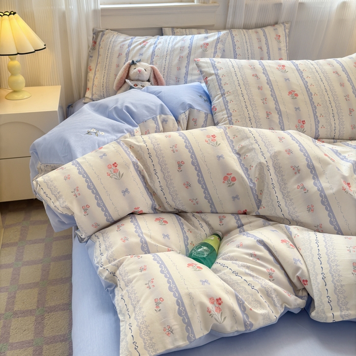 91家纺网 家纺一手货源 找家纺 清雅福 2025全棉13372小清新四件套和单品早春系列第一批-单枕套 攻瑰收藏