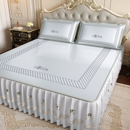 91家纺网 家纺一手货源 找家纺 阿牛席业2025新款凉感软席系列-B-凉感小熊 I-小熊灰色【可脱卸床裙】