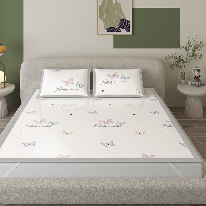 91家纺网 家纺一手货源 找家纺 阿牛席业 2025新款凉感印花软席系列二条席款 蝴蝶谷