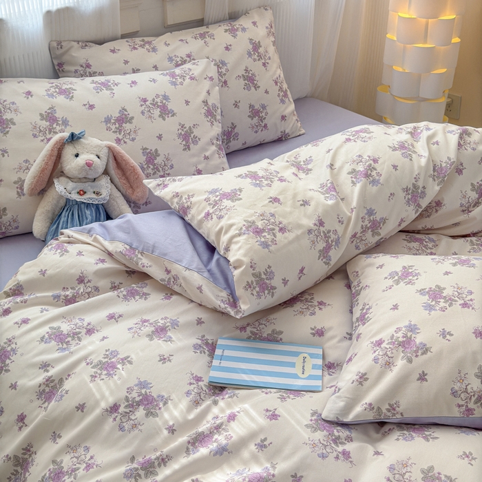 91家纺网 家纺一手货源 找家纺 清雅福 2025全棉13372小清新四件套和单品早春系列第一批 - 单被套 禾春序