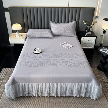 阿牛席业 2025新款凉感床盖系列 k-空谷幽然-灰（床盖）