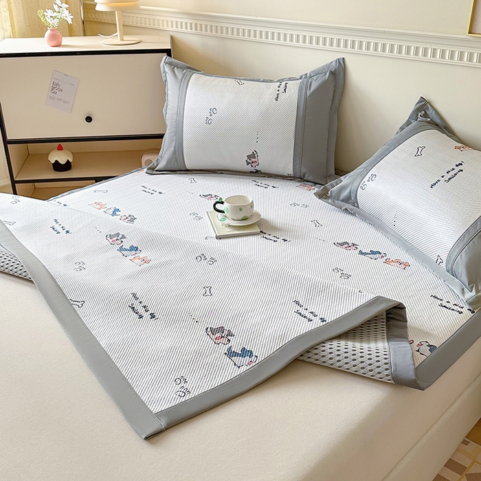 91家纺网 家纺一手货源 找家纺 阿牛席业 2025新款凉感印花软席系列一 欢乐狗