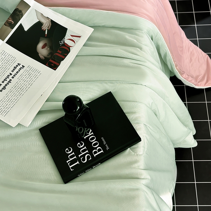 91家纺网 家纺一手货源 找家纺 梦恬佳 2025新款A类凉感夏被系列 蜜瓜粉