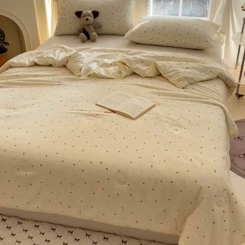 91家纺网 家纺一手货源 找家纺 星巴k家纺 2025糯糯棉A类大豆蛋白纤维夏凉被双层纱水洗棉夏被大豆被 星月