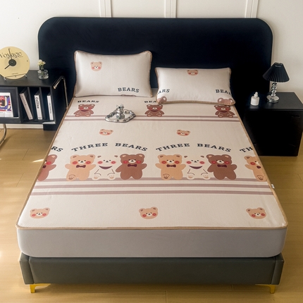 阿牛席业 2025新款凉感印花软席系列二床笠款 三只小熊