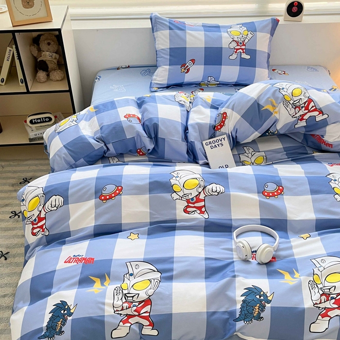 91家纺网 家纺一手货源 找家纺 蘭菲家纺 2025新款经典奥特曼小版全棉印花四件套 随影