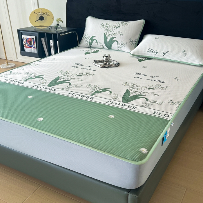 91家纺网 家纺一手货源 找家纺 阿牛席业 2025新款凉感印花软席系列二床笠款 铃兰花开