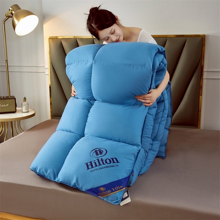 91家纺网 家纺一手货源 找家纺 招财星2店仓储 2025新款款全棉防羽布希尔顿被 宾利蓝