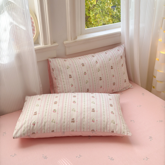 91家纺网 家纺一手货源 找家纺 清雅福 2025全棉13372小清新四件套和单品早春系列第一批-单枕套 心动萌趣