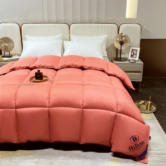 91家纺网 家纺一手货源 找家纺 招财星2店仓储 2025新款款全棉防羽布希尔顿被 酒红色