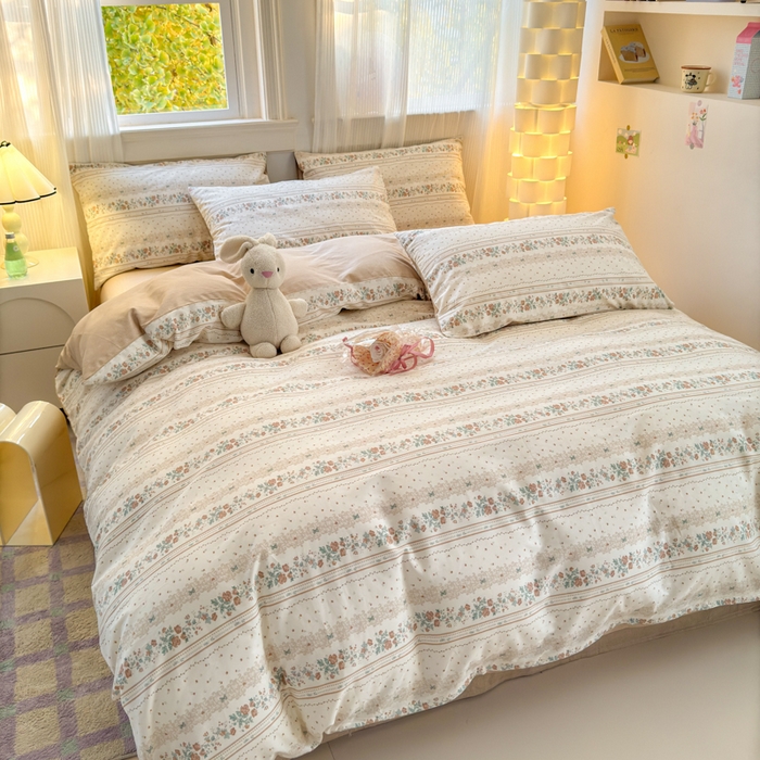 91家纺网 家纺一手货源 找家纺 清雅福 2025全棉13372小清新四件套和单品早春系列第一批 - 单被套 秋日攻瑰