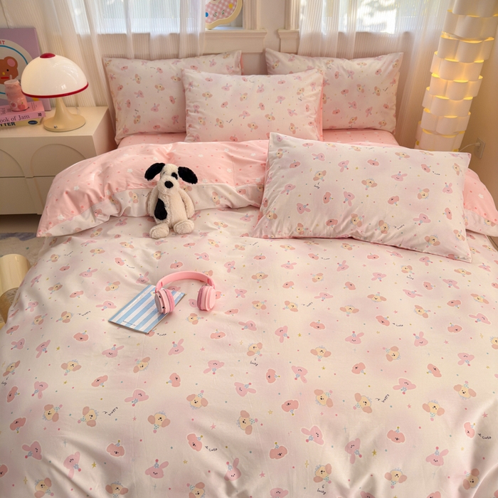 91家纺网 家纺一手货源 找家纺 清雅福 2025全棉13372小清新四件套和单品早春系列第一批 - 单被套 圆可可