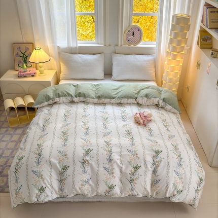 清雅福 2025全棉13372小清新四件套和单品早春系列第一批 - 单被套 佰草集