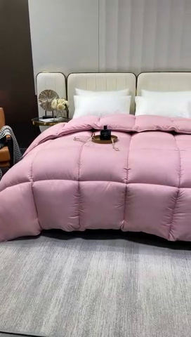 91家纺网 家纺一手货源 找家纺 招财星2店仓储 2025新款款全棉防羽布希尔顿被 粉色