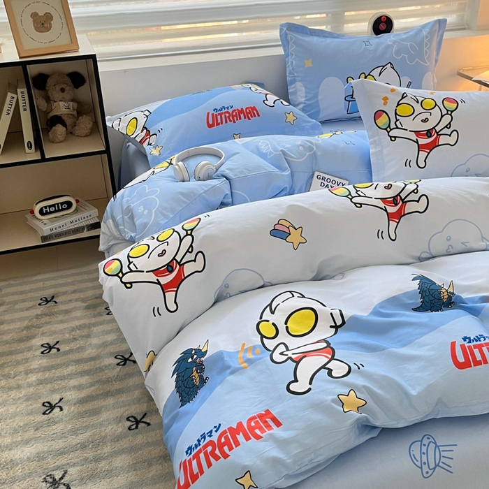 91家纺网 家纺一手货源 找家纺 蘭菲家纺 2025新款经典奥特曼小版全棉印花四件套 运动员