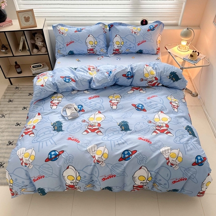 91家纺网 家纺一手货源 找家纺 （总）蘭菲家纺 2025新款经典奥特曼小版全棉印花四件套