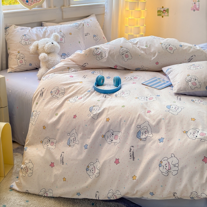 91家纺网 家纺一手货源 找家纺 清雅福 2025全棉13372小清新四件套和单品早春系列第一批-单枕套 小诗朵朵