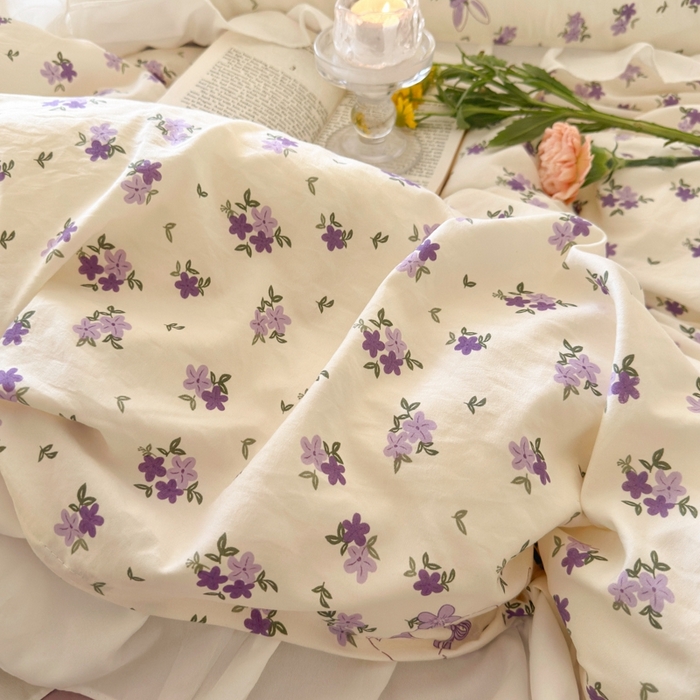 91家纺网 家纺一手货源 找家纺 慕澄家纺 2025新款法式浪漫风花边款水洗棉四件套 花边款-兔寻花